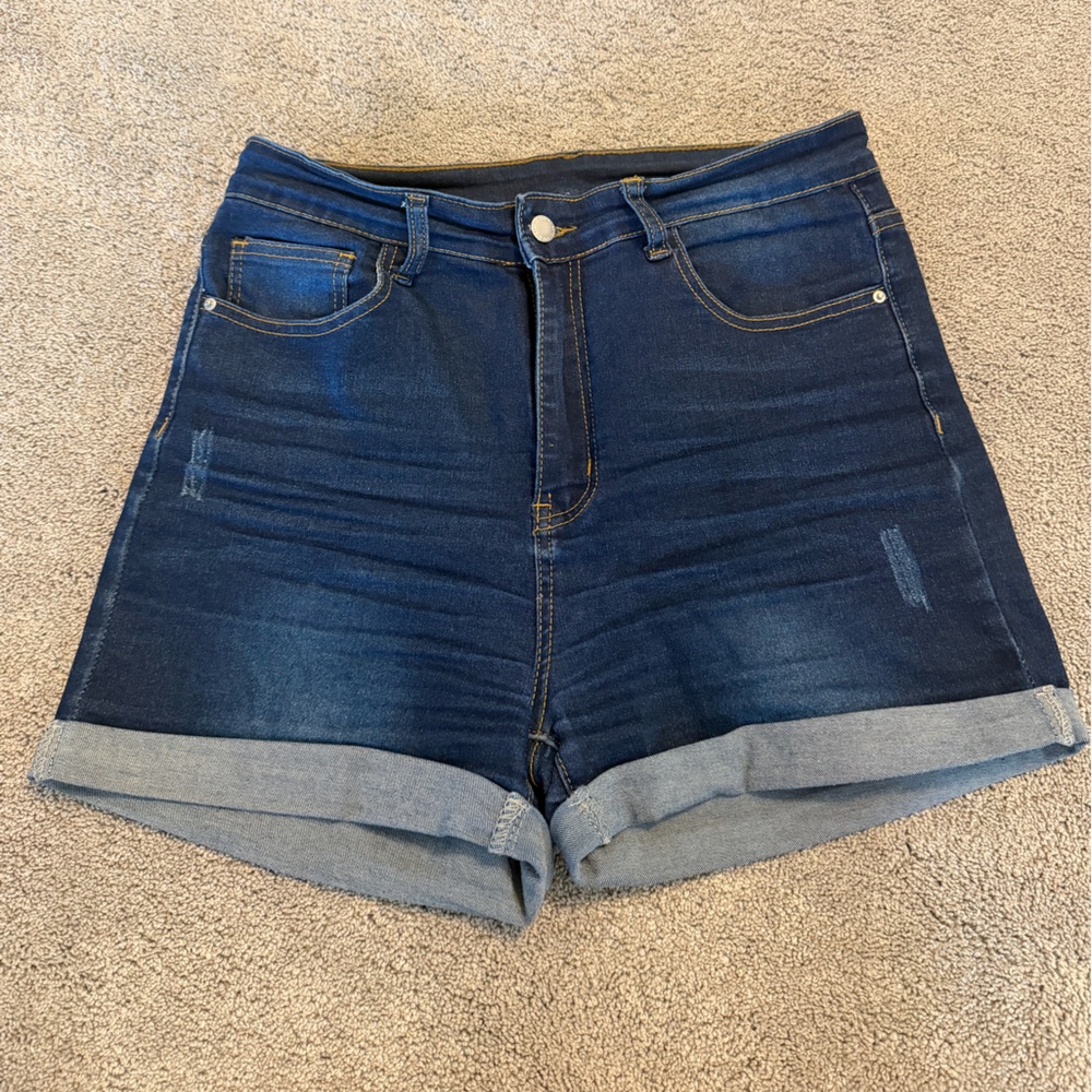 Navy Blue Denim Shorts